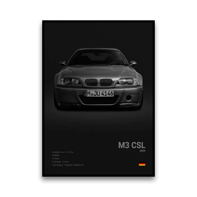 BMW M3 Canvas Wall Poster