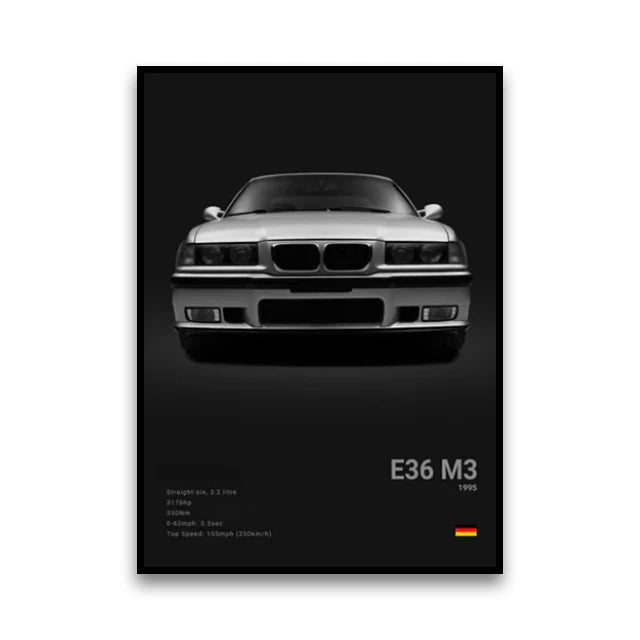 BMW M3 Canvas Wall Poster