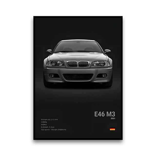 BMW M3 Canvas Wall Poster