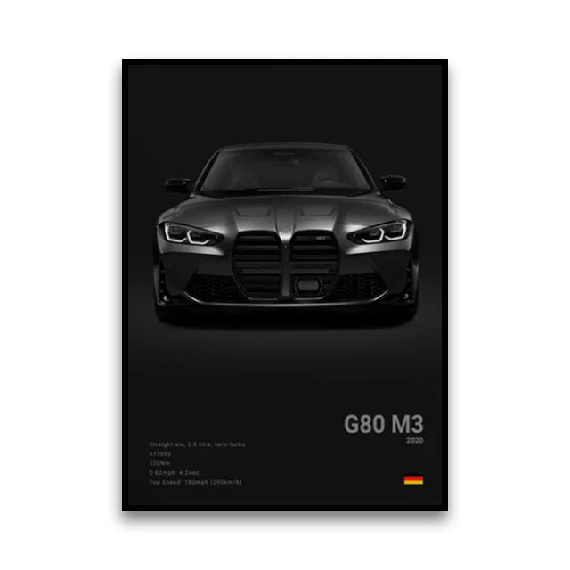 BMW M3 Canvas Wall Poster