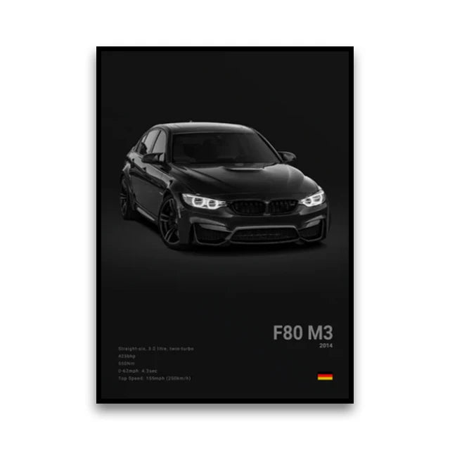 BMW M3 Canvas Wall Poster